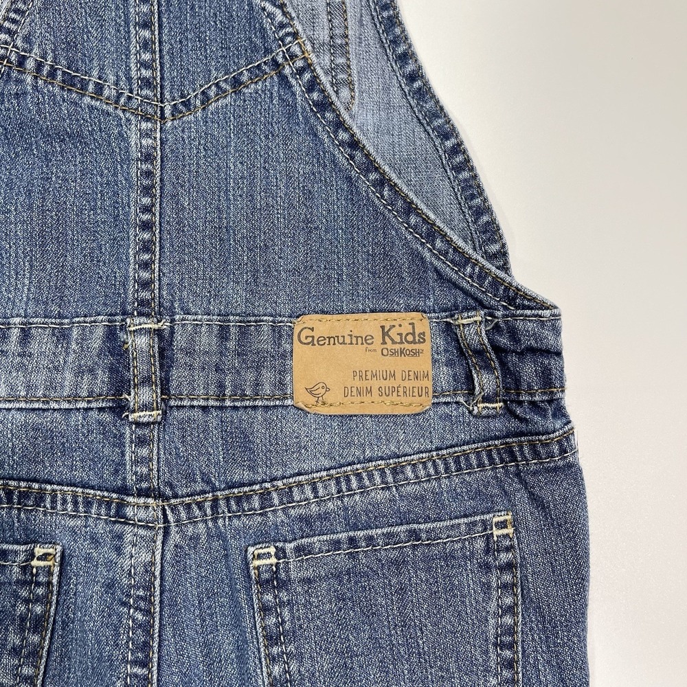 Vintage Oshkosh Genuine Kids Denim Bib Overalls Size 3T Premium Denim - Picture 7 of 11